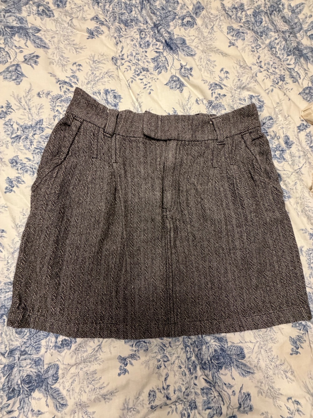 Free People Gray Herringbone Pencil Skirt